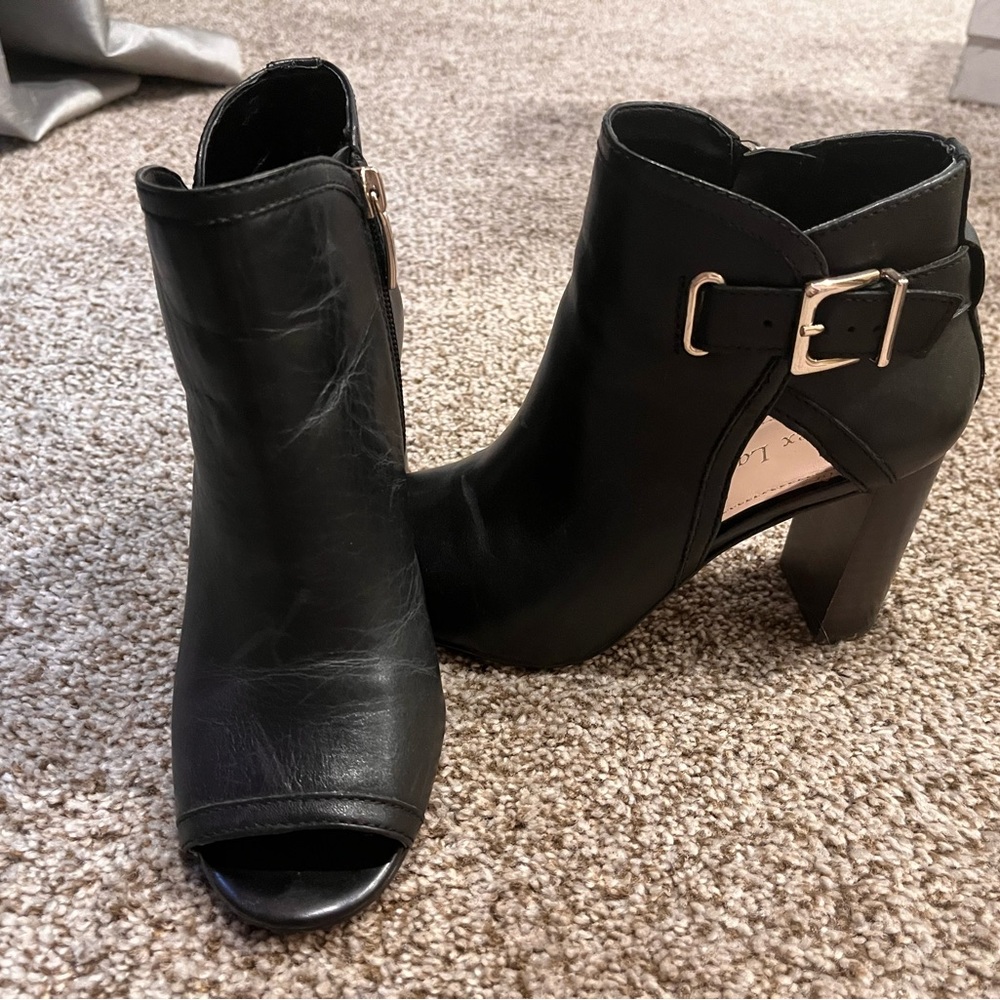 Heeled open toe booties